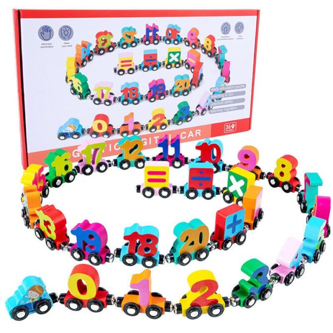 Wooden Magnetic Learning Train For Kids