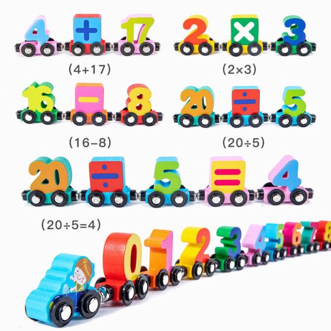 Wooden Magnetic Learning Train For Kids