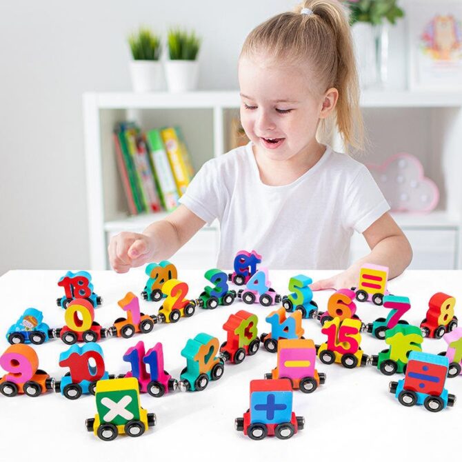 Wooden Magnetic Learning Train For Kids